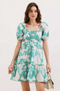 2351 Kloş Poplin Elbise - D. Mint resmi